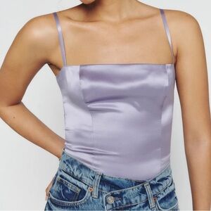 Reformation Overland Silk Top Size 0 in Aura Lilac Purple